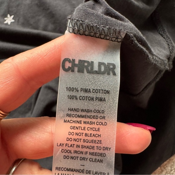 CHRLDR Star Print top Long Sleeve Tee pima cotton star print medium - Picture 6 of 8